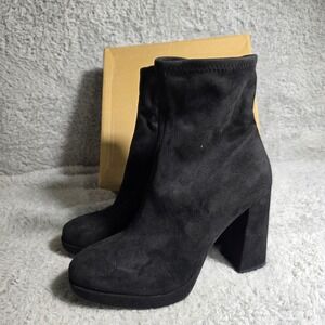 Steve Madden Black Platform‎ Chunky Heel Ankle Sock Boots Womens Size 11 NEW